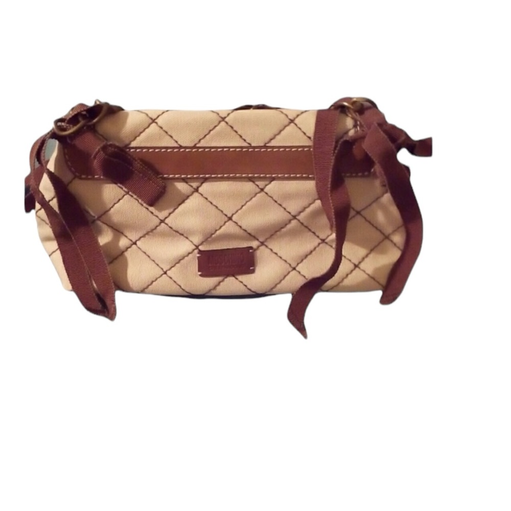 Moschino Vintage Cheap Chic Canvas Stitched Chain Ribbon Chain Mini Handbag